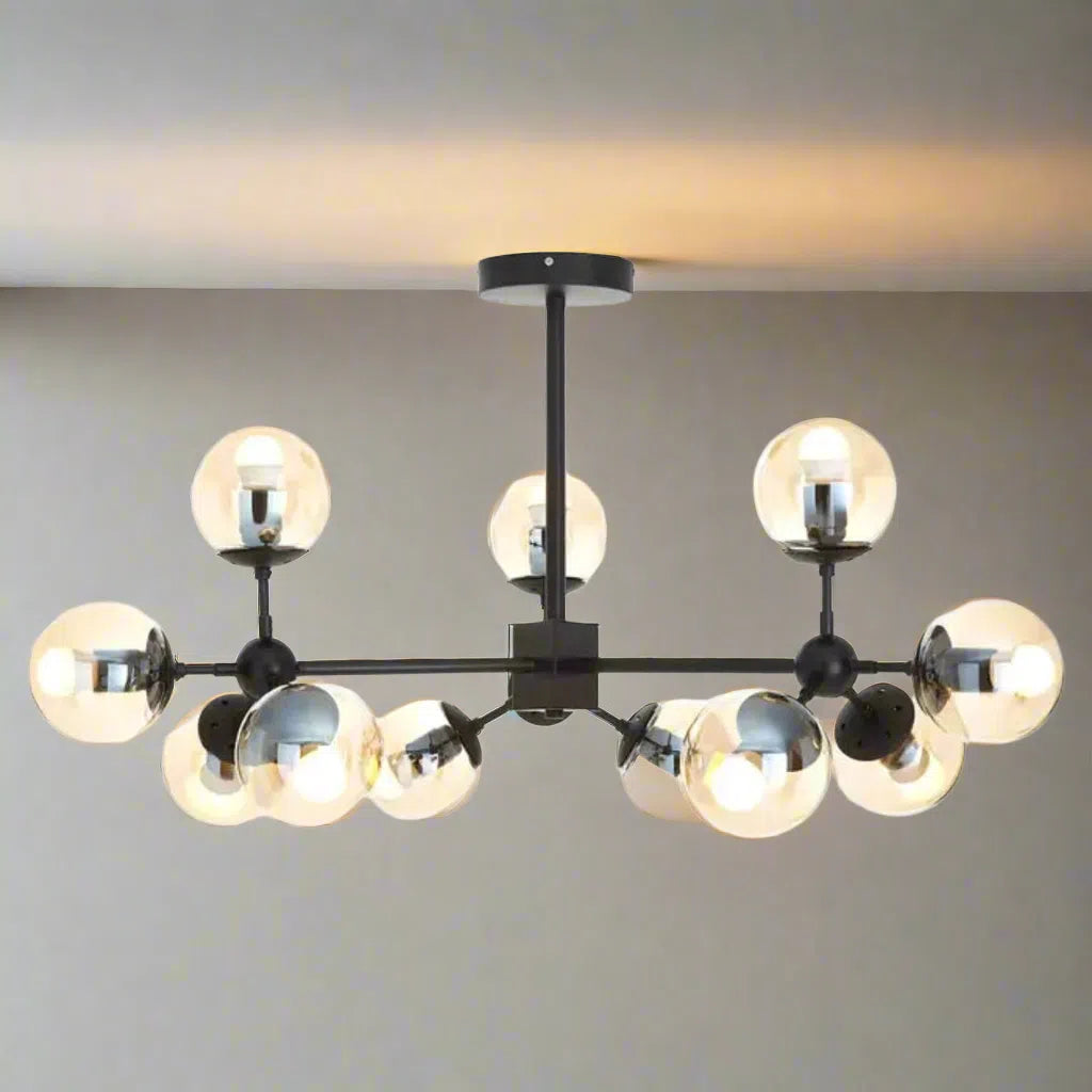 Beaumonde Home Abiah Matte Black 12 Arm Pendant Light-Beaumonde