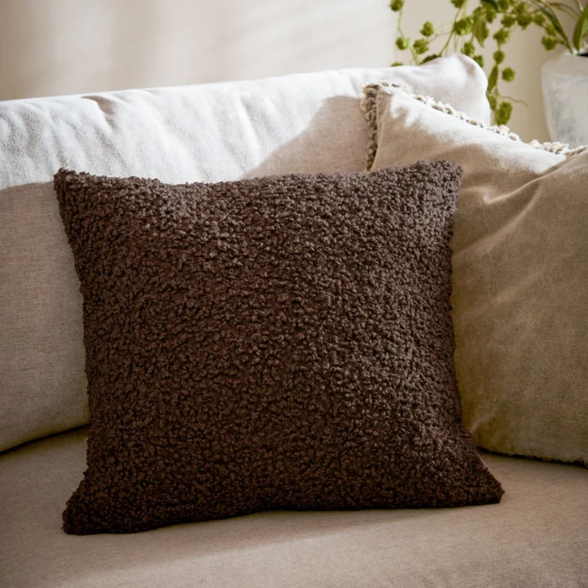 Riva Home Cabu Chunky Boucle Cushion Chocolate