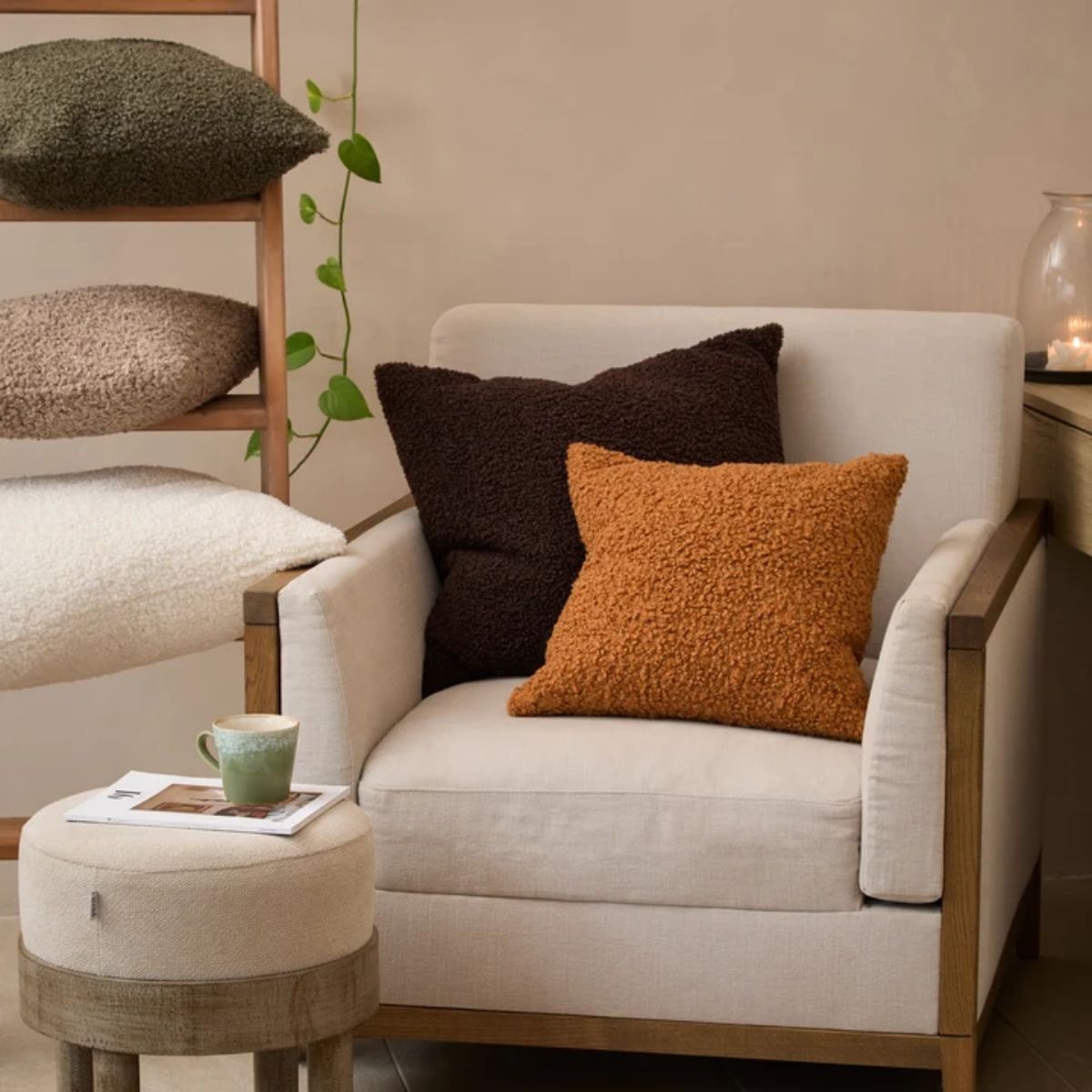 Riva Home Cabu Chunky Boucle Cushion Chocolate