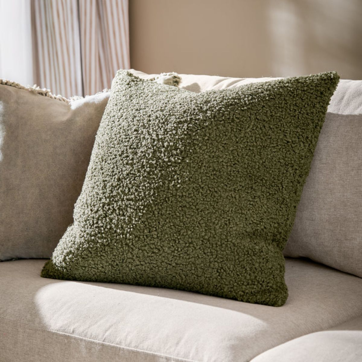 Riva Home Cabu Chunky Boucle Cushion Khaki