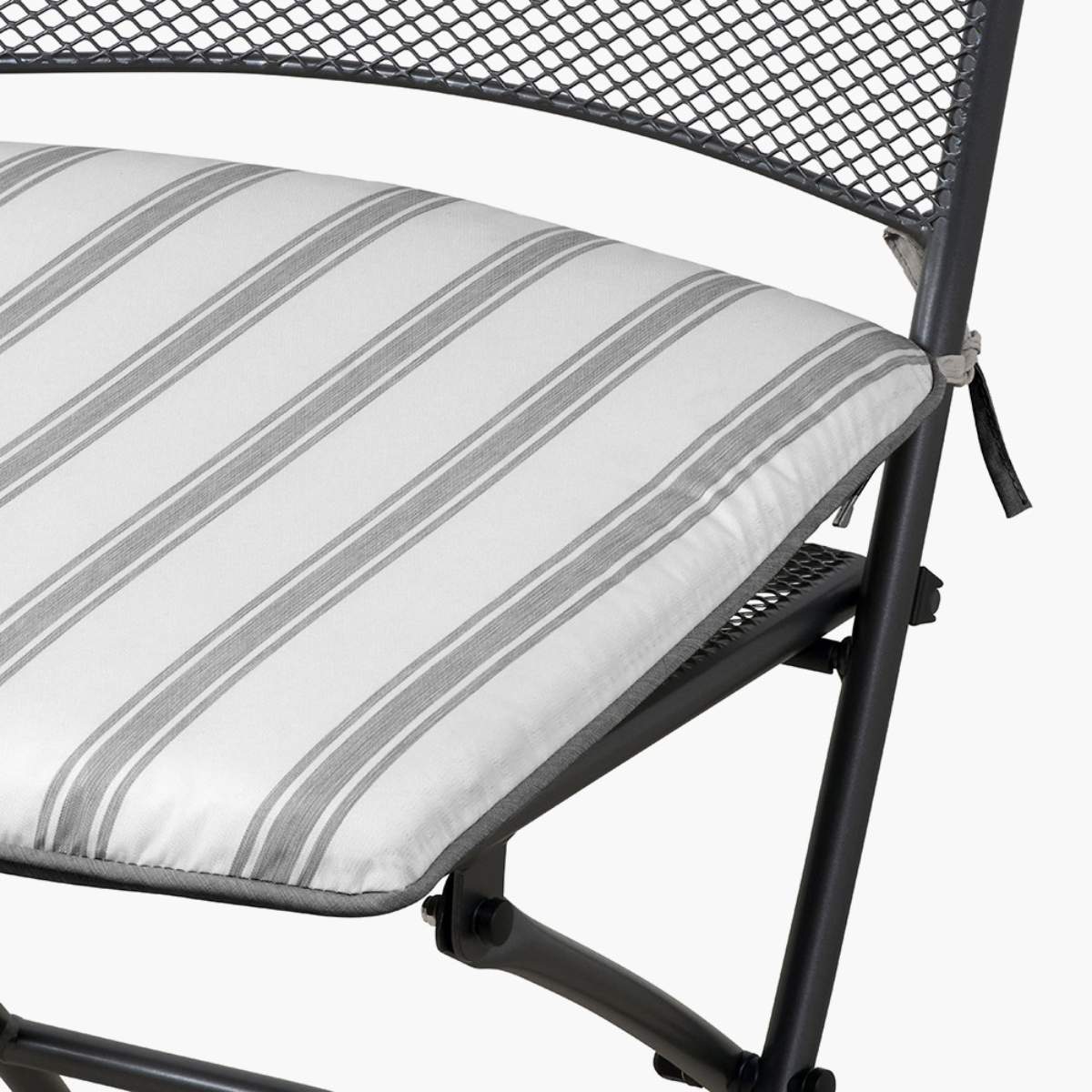 Pacific Lifestyle Cafe Latte Balcony Folding Round Set with Grey Striped/Plain Cushions
