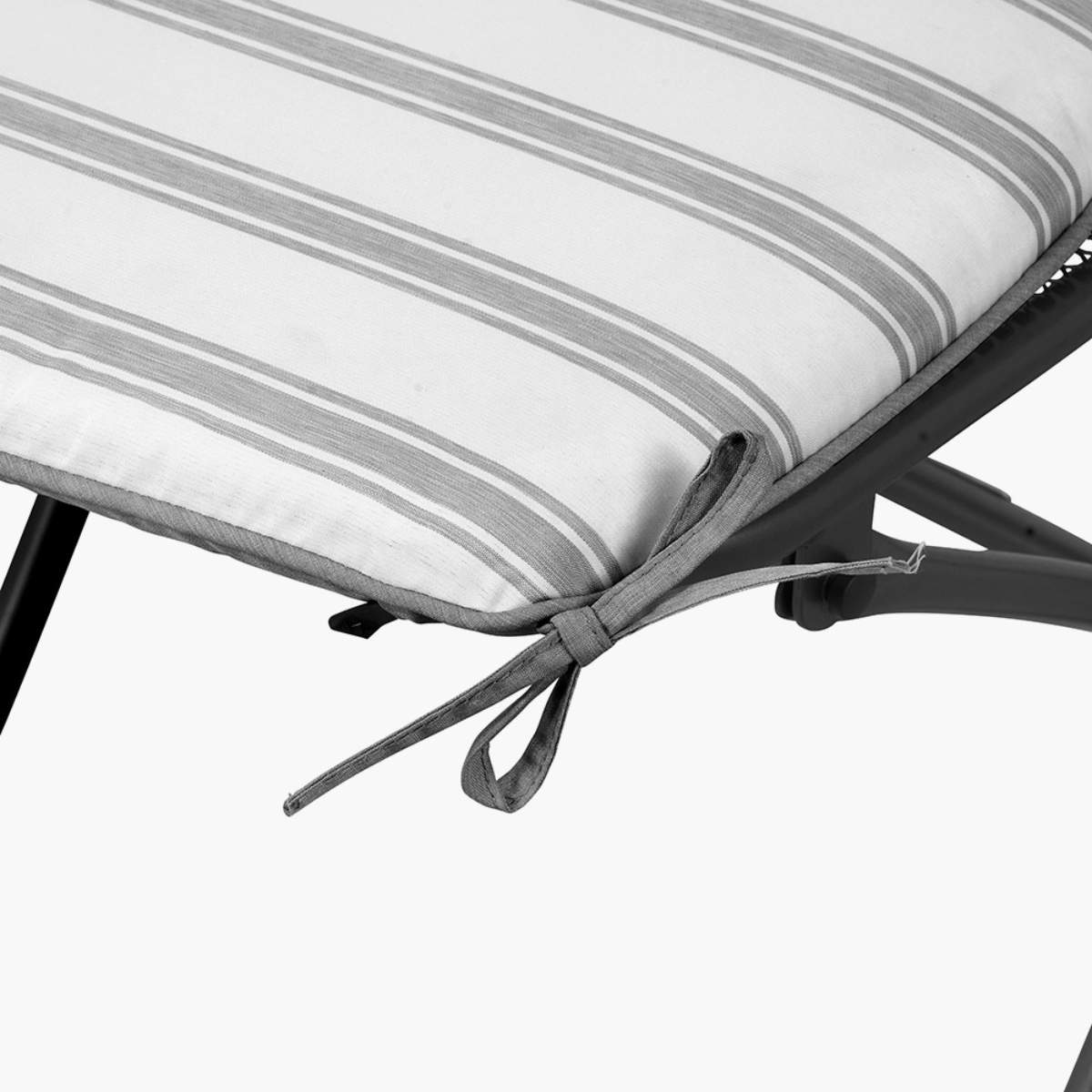 Pacific Lifestyle Cafe Latte Balcony Folding Round Set with Grey Striped/Plain Cushions
