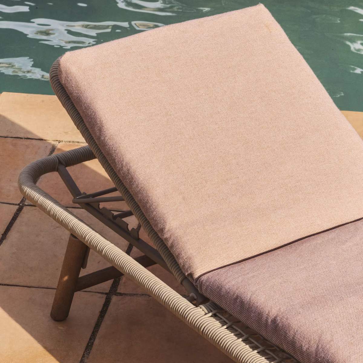 Kave Home Maoni green 100% PET sun lounger cushion 50 x 175cm