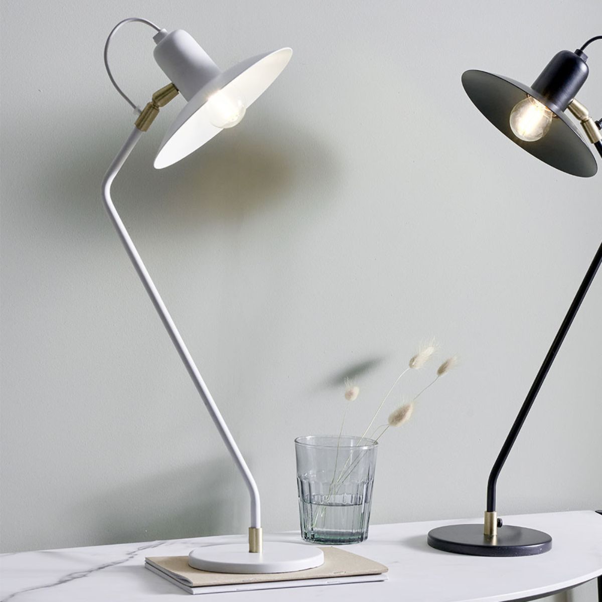 Pacific Lifestyle Camden Matt White Metal Angle Arm Task Table Lamp