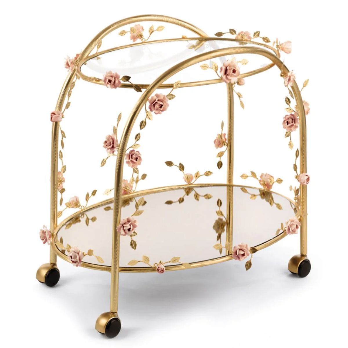 Villari Camelia Lulu Tea Trolley - Pink & Gold