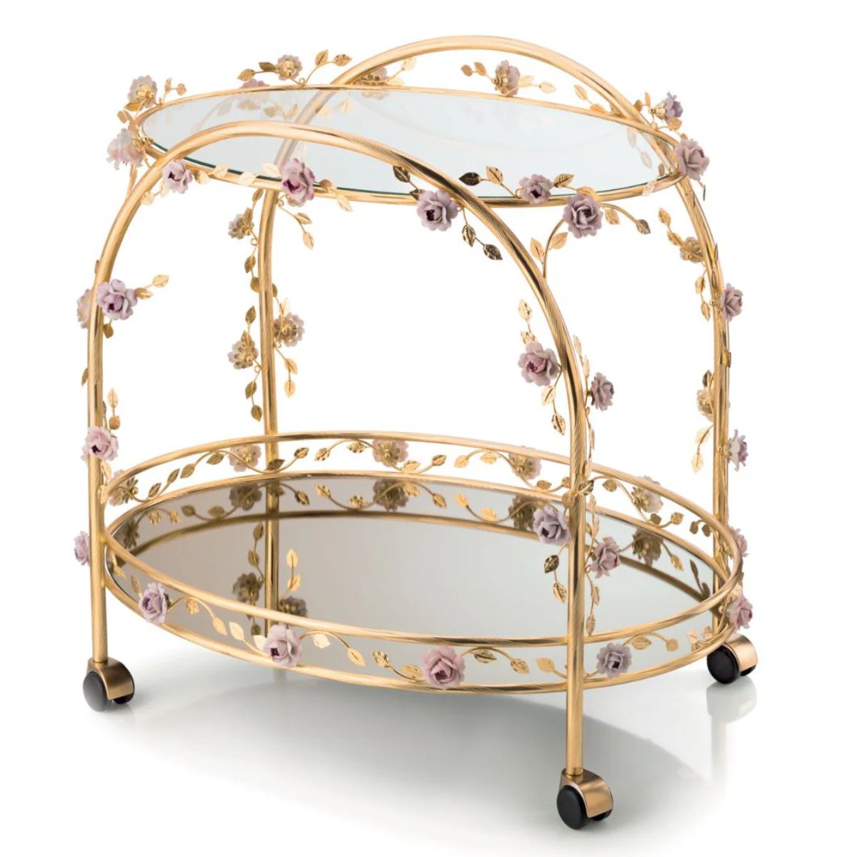 Villari Camelia Lulu Tea Trolley - Pink & Gold