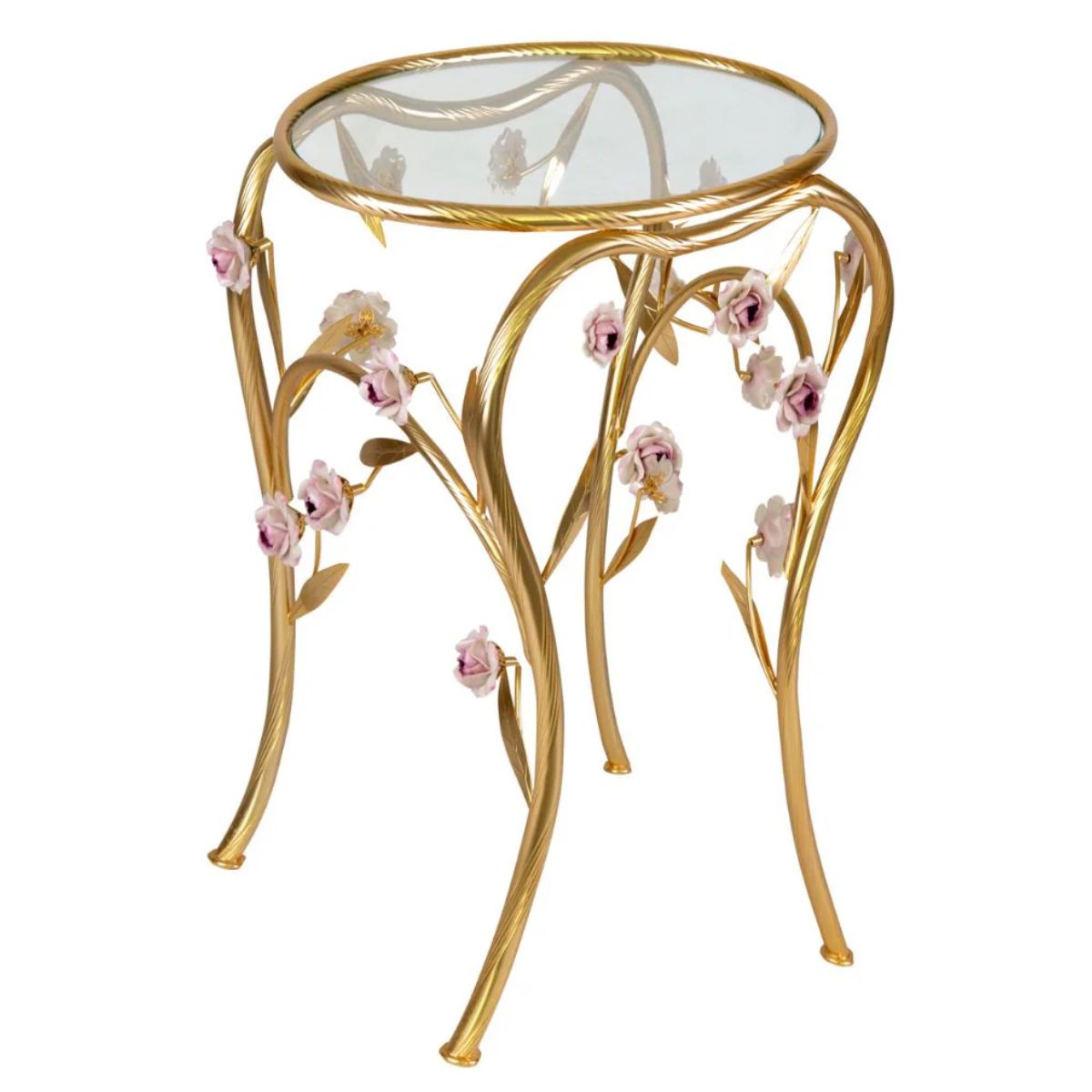 Villari Camelia Side Table - Gold & Pink