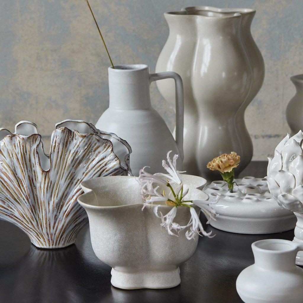 Camomille White Ceramic Vase - Large-Beaumonde