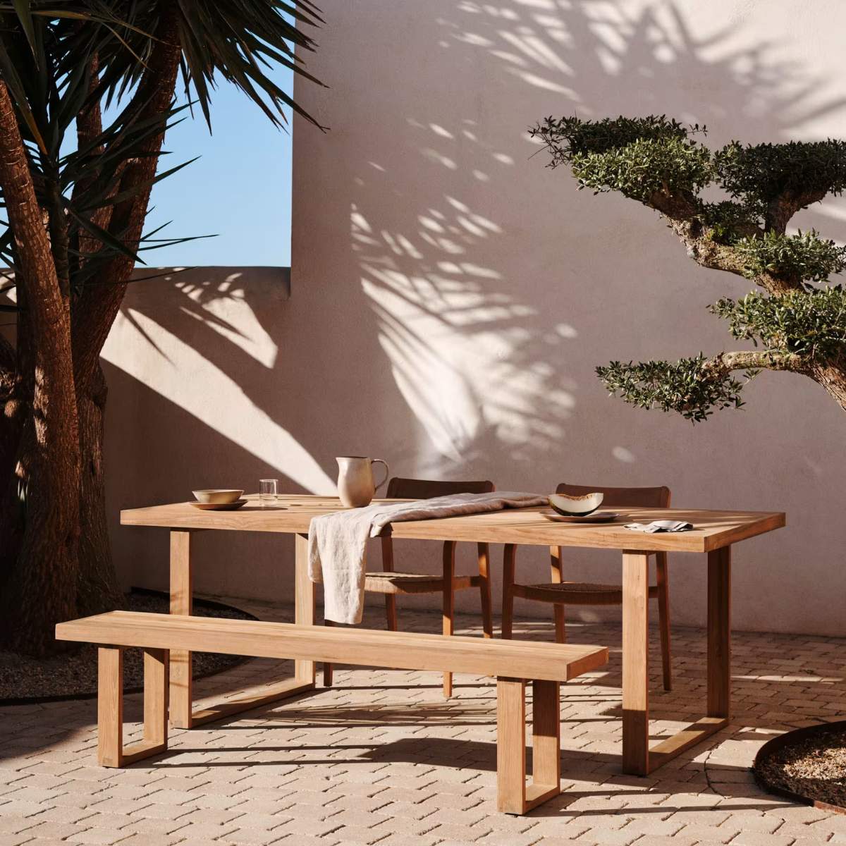 Kave Home Canadell 100% outdoor solid recycled teak bench, 210 cm