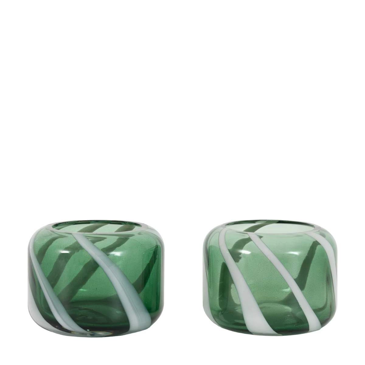 Gallery Direct Candy Stripe Tealight Holder Set of 2