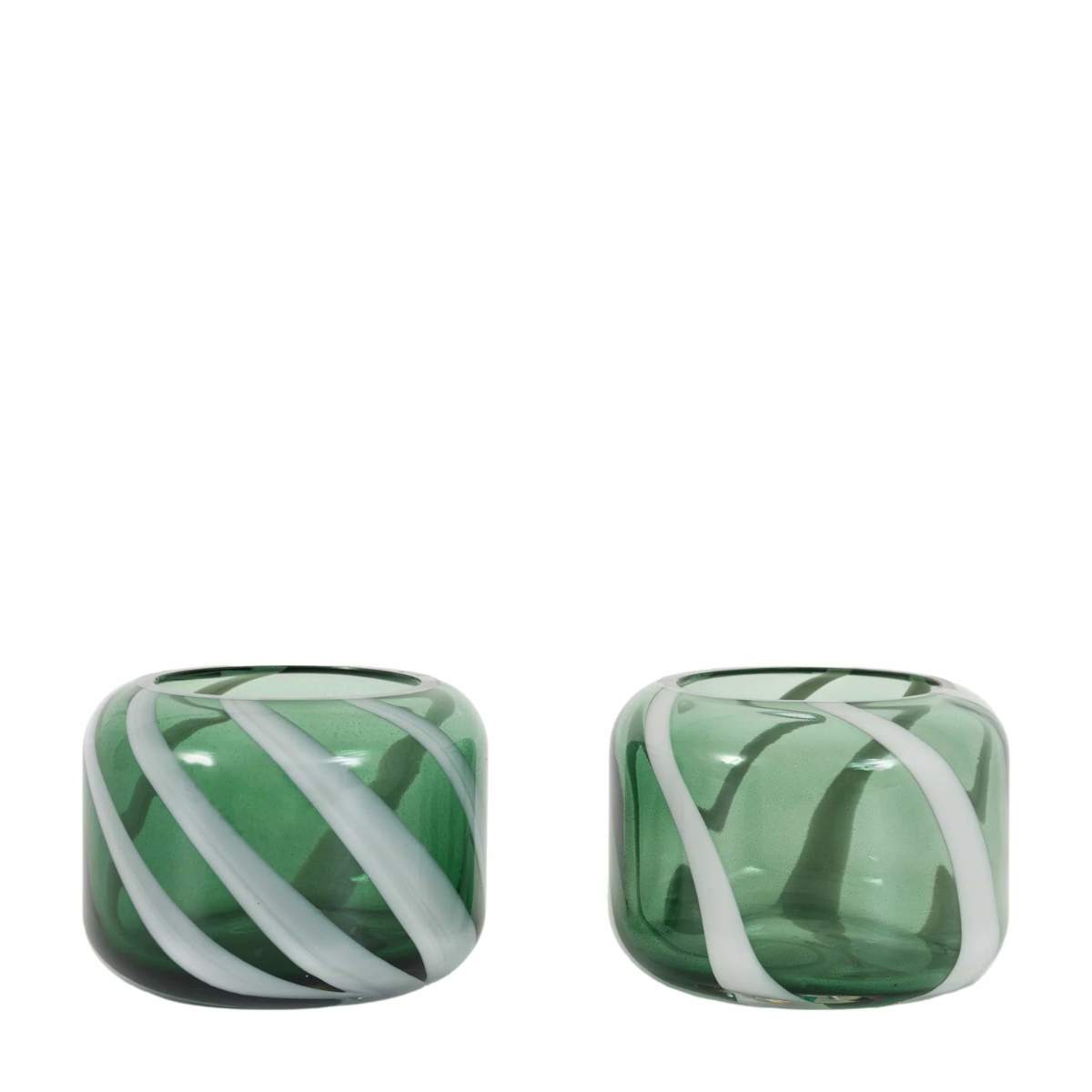 Gallery Direct Candy Stripe Tealight Holder Set of 2