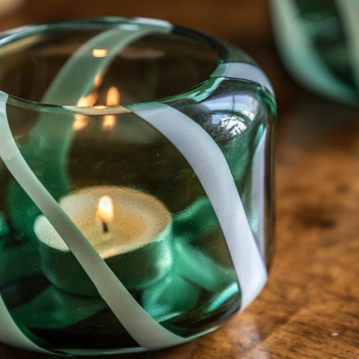 Gallery Direct Candy Stripe Tealight Holder Set of 2
