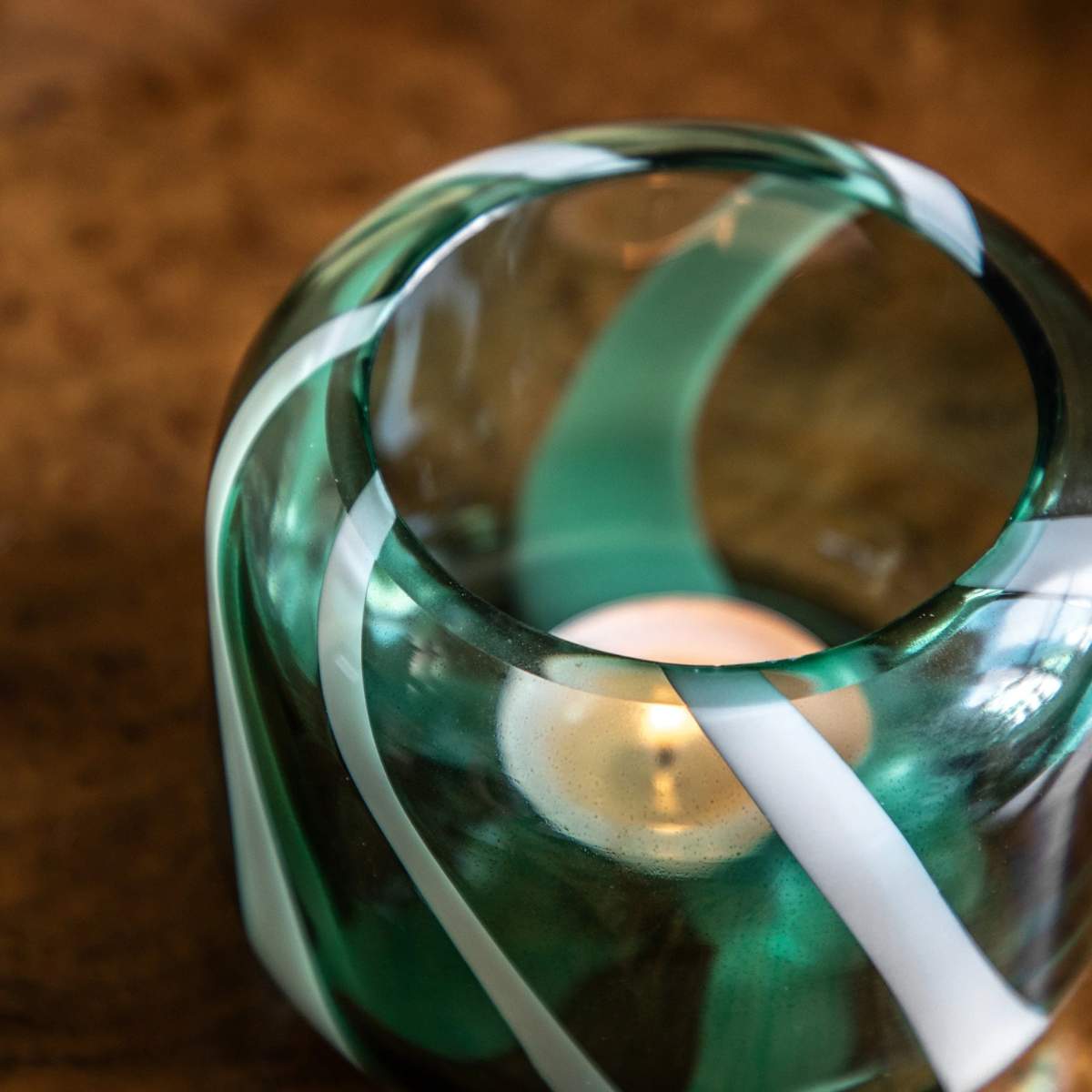 Gallery Direct Candy Stripe Tealight Holder Set of 2