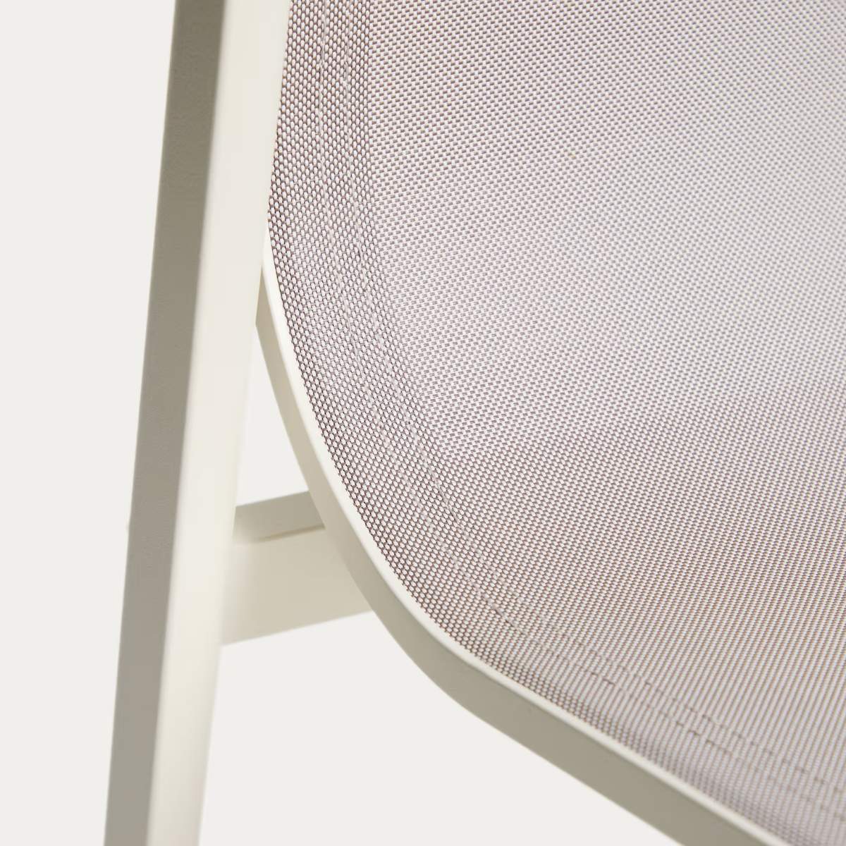 Kave Home Canea stackable outdoor chair in beige texteline and ecru aluminium