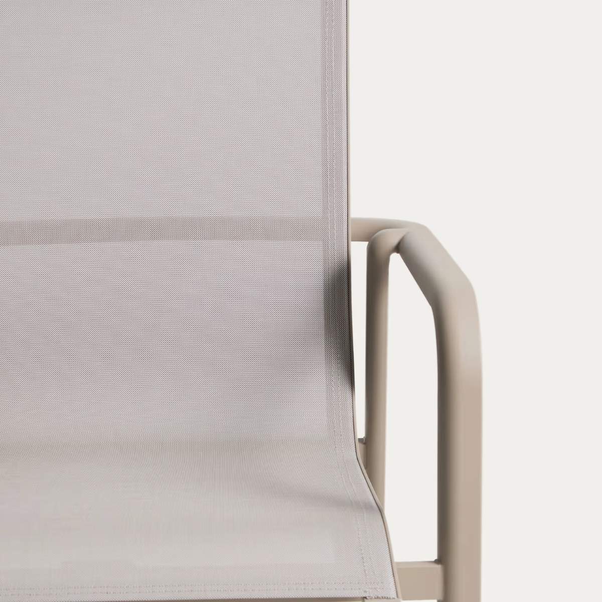 Kave Home Canea stackable outdoor chair in beige texteline and ecru aluminium