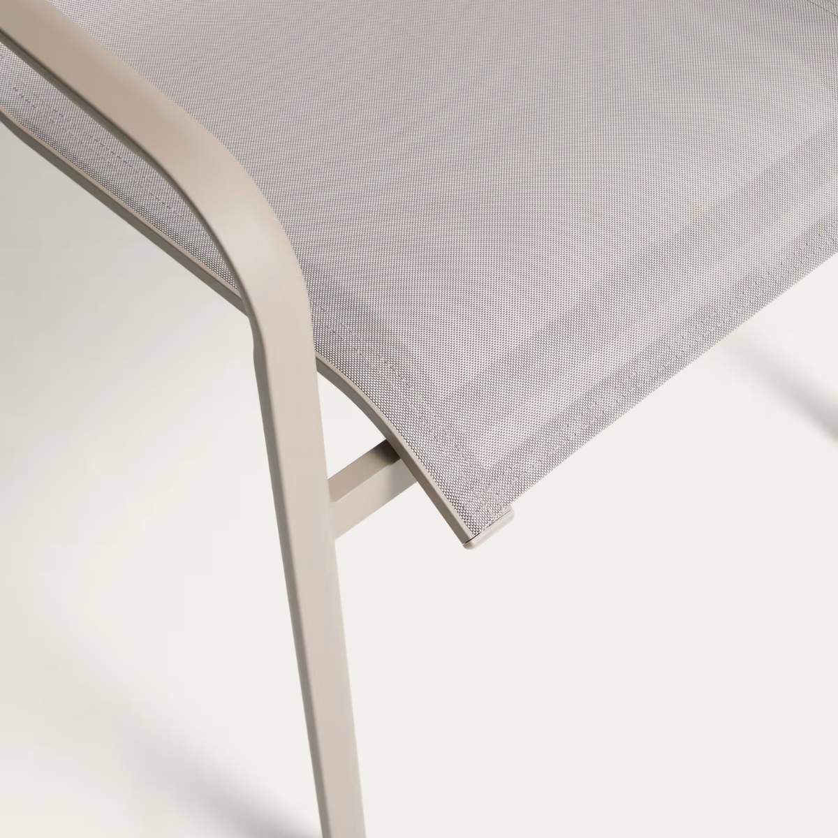 Kave Home Canea stackable outdoor chair in beige texteline and ecru aluminium