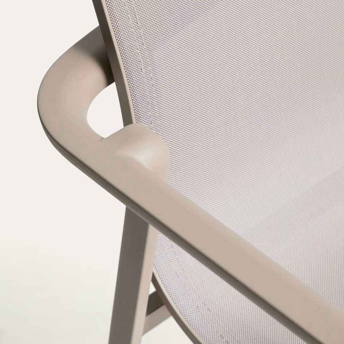 Kave Home Canea stackable outdoor chair in beige texteline and ecru aluminium