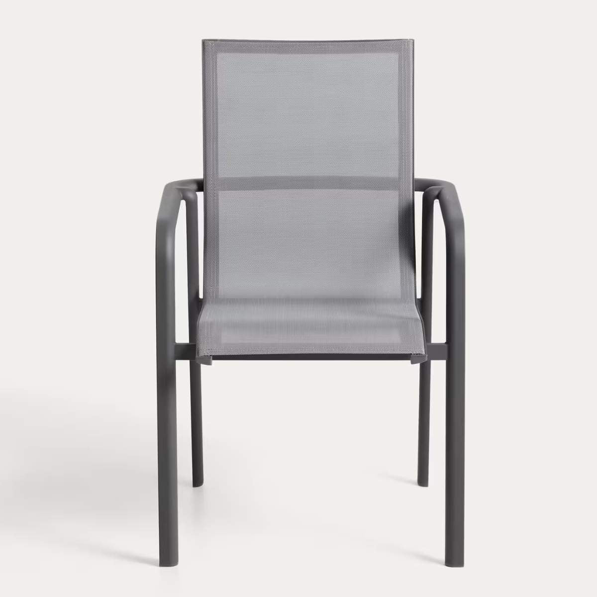Kave Home Canea stackable outdoor chair in beige texteline and ecru aluminium