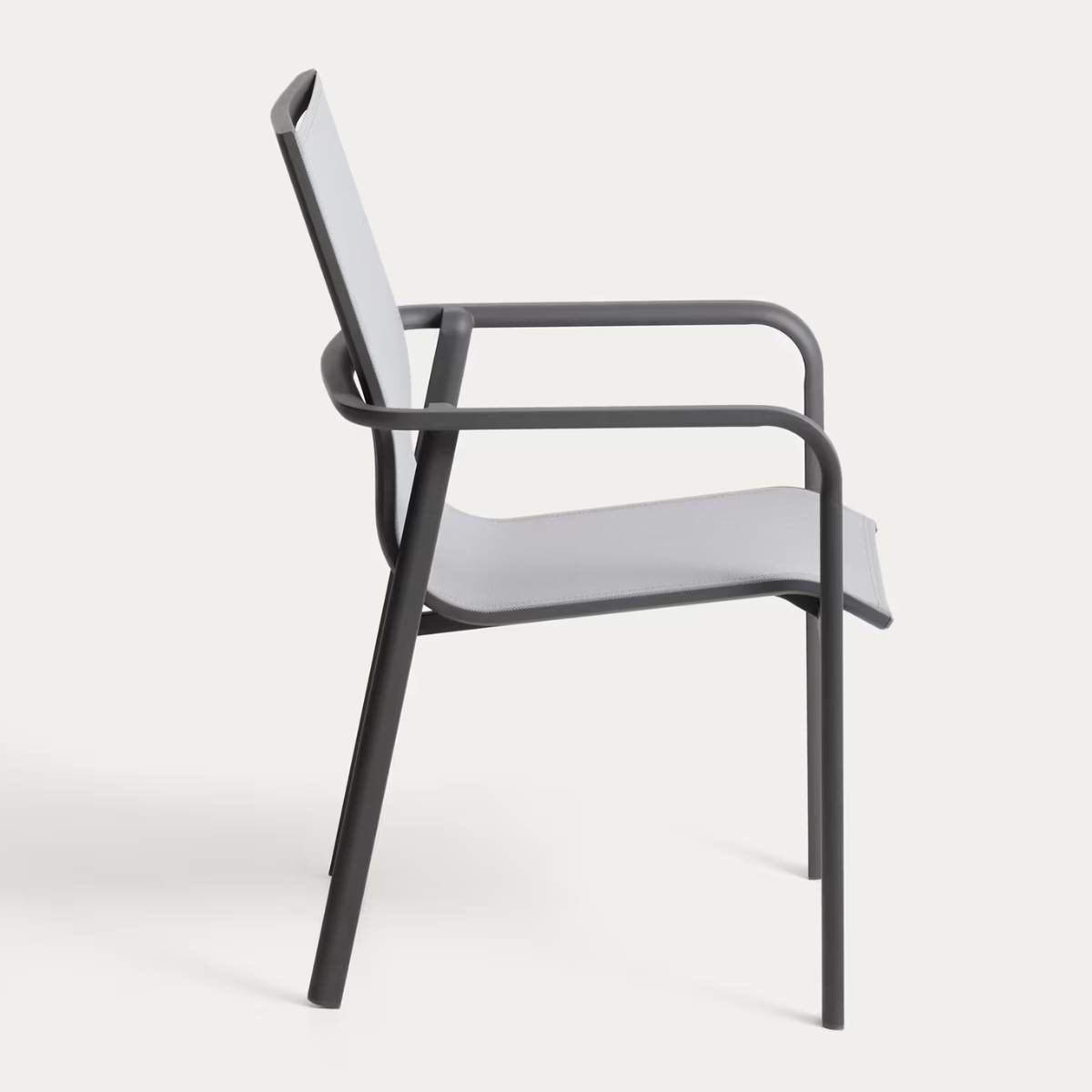 Kave Home Canea stackable outdoor chair in beige texteline and ecru aluminium