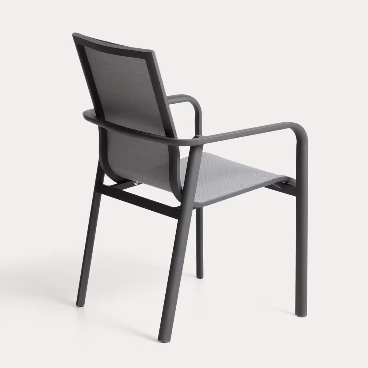 Kave Home Canea stackable outdoor chair in beige texteline and ecru aluminium