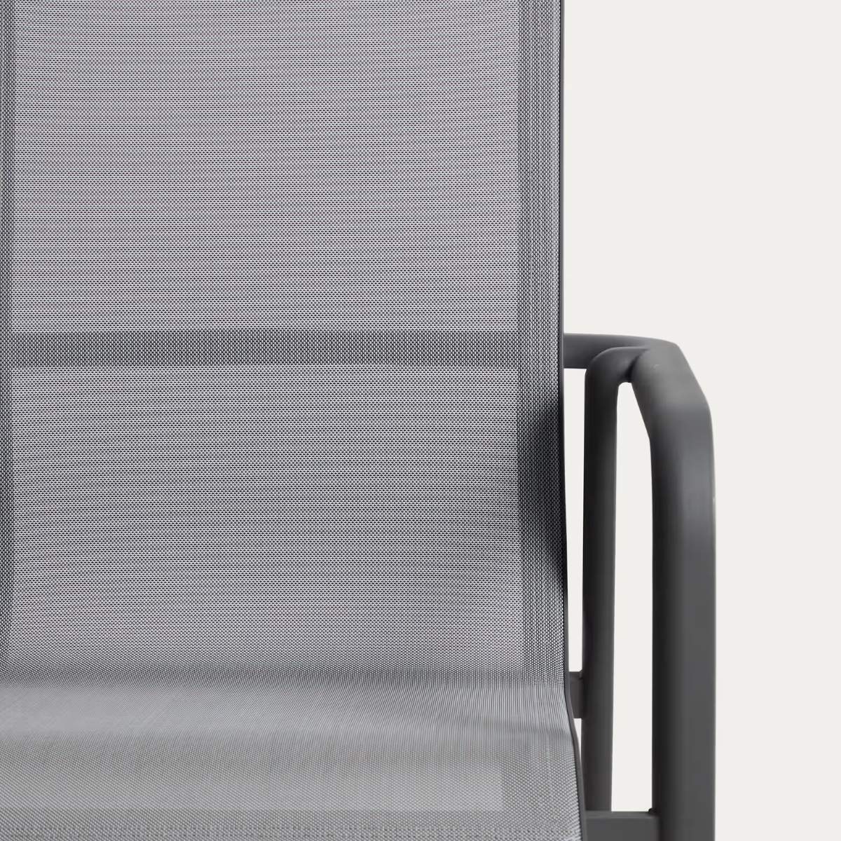 Kave Home Canea stackable outdoor chair in beige texteline and ecru aluminium