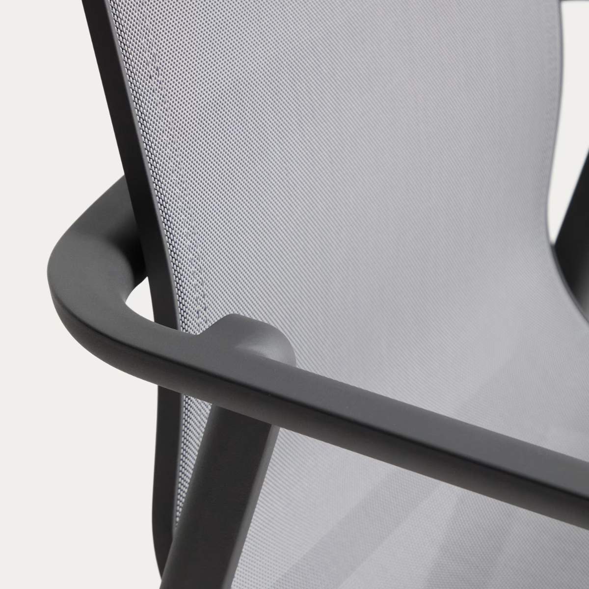 Kave Home Canea stackable outdoor chair in beige texteline and ecru aluminium