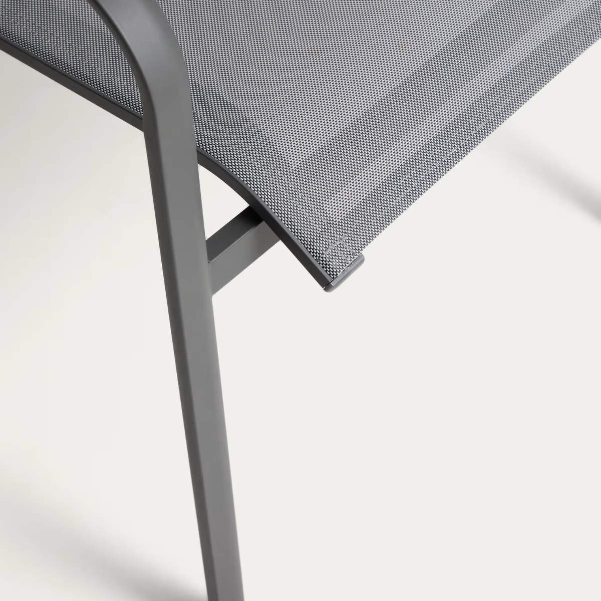 Kave Home Canea stackable outdoor chair in beige texteline and ecru aluminium