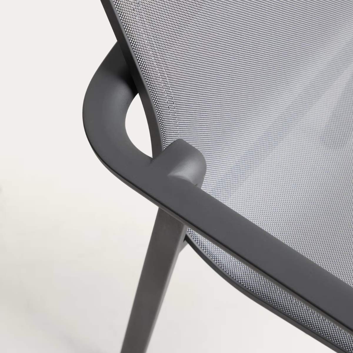 Kave Home Canea stackable outdoor chair in beige texteline and ecru aluminium