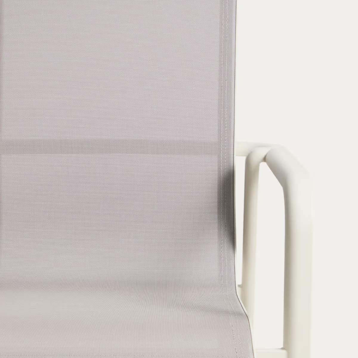 Kave Home Canea stackable outdoor chair in beige texteline and ecru aluminium