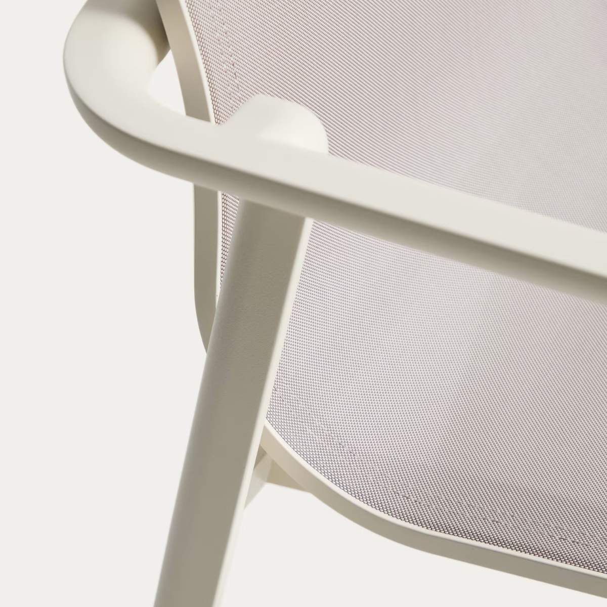 Kave Home Canea stackable outdoor chair in beige texteline and ecru aluminium