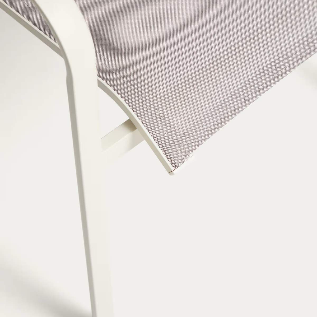 Kave Home Canea stackable outdoor chair in beige texteline and ecru aluminium
