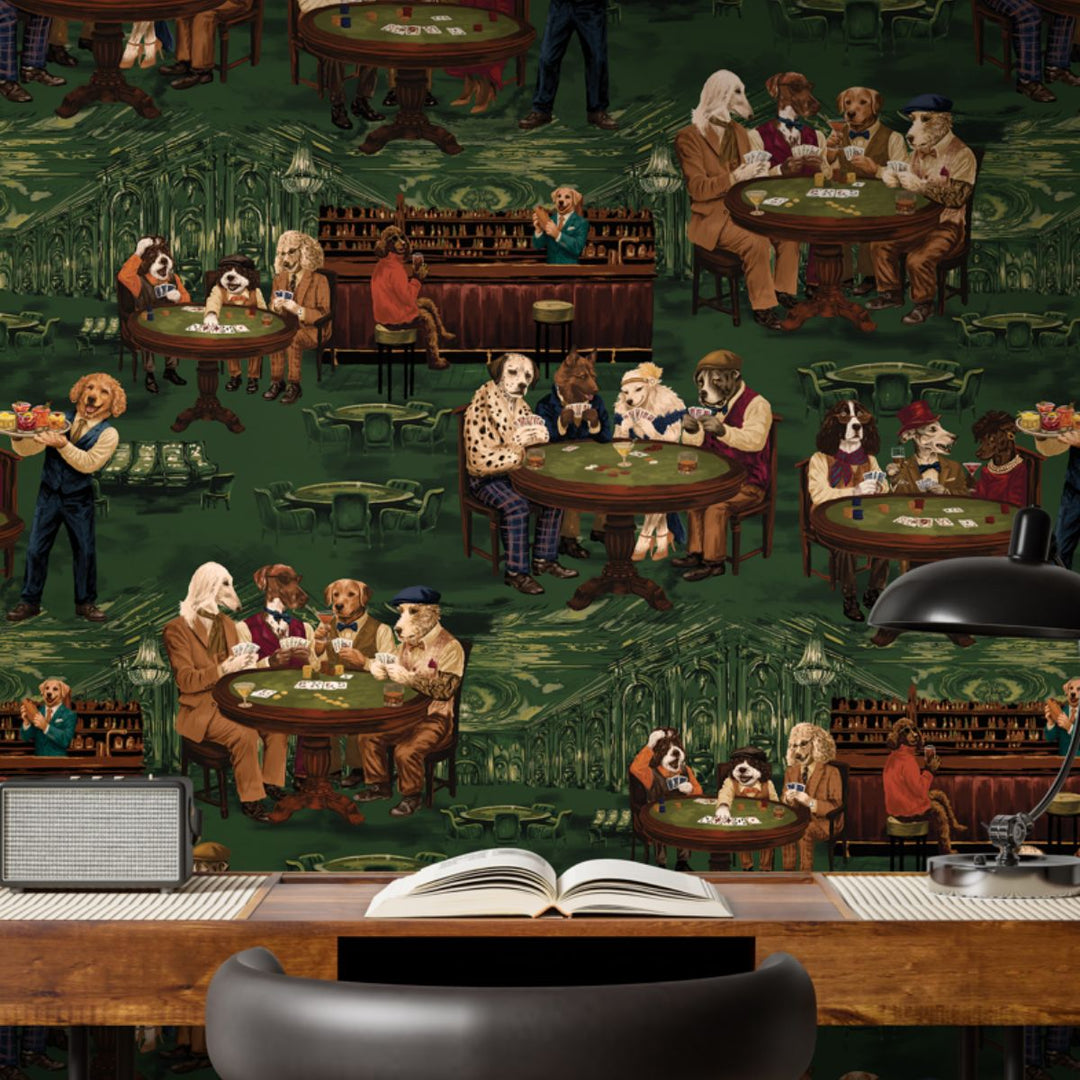 Brand Mckenzie Canine Cards Wallpaper Green Felt