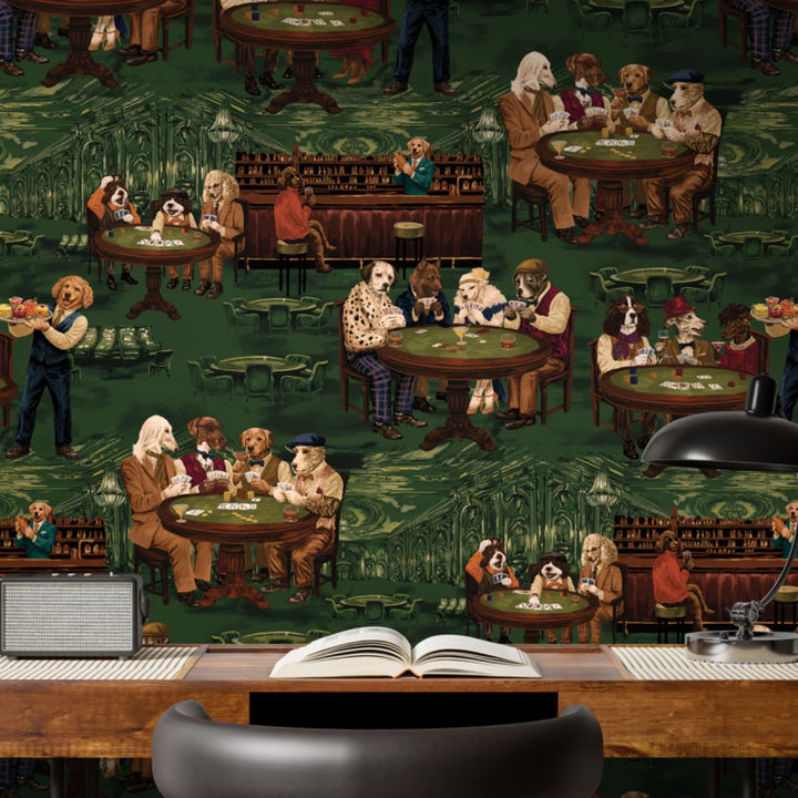 Brand Mckenzie Canine Cards Wallpaper Green Felt