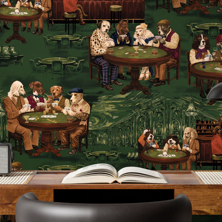 Brand Mckenzie Canine Cards Wallpaper Green Felt