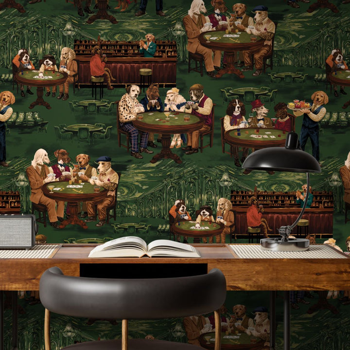 Brand Mckenzie Canine Cards Wallpaper Green Felt