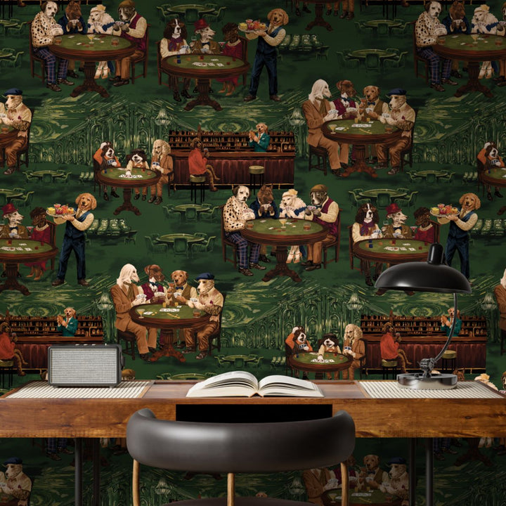 Brand Mckenzie Canine Cards Wallpaper Green Felt
