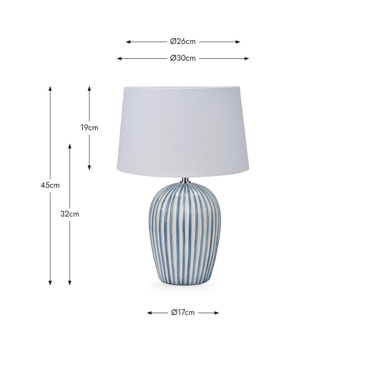 Pacific Lifestyle Cannes Blue and White Stripe Ceramic Table Lamp