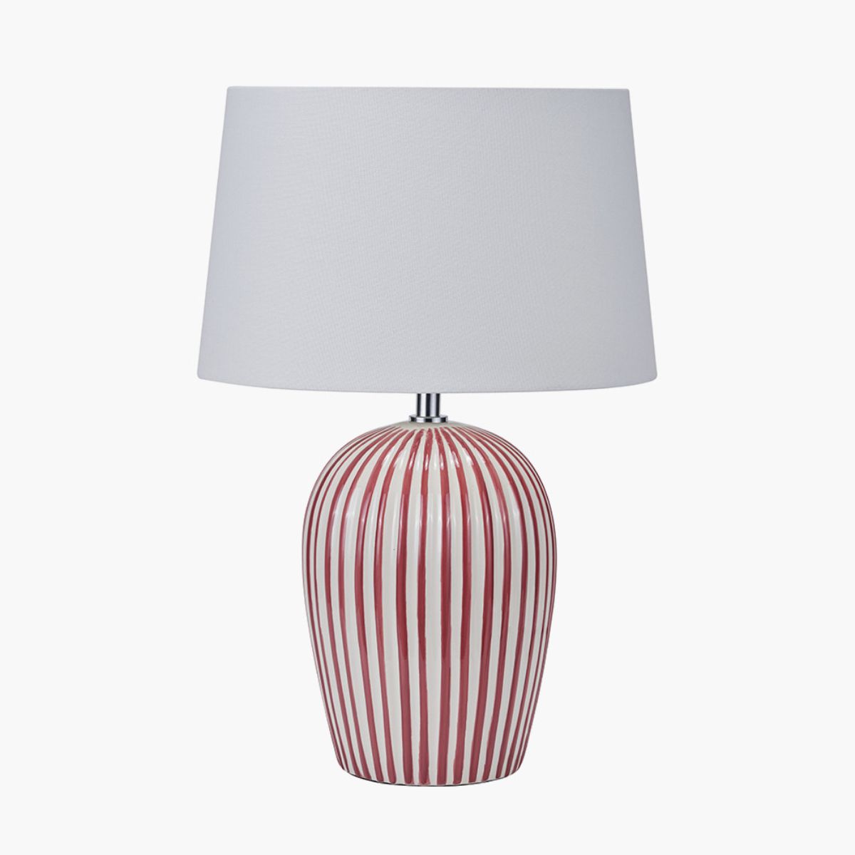 Pacific Lifestyle Cannes Mulberry and White Stripe Ceramic Table Lamp
