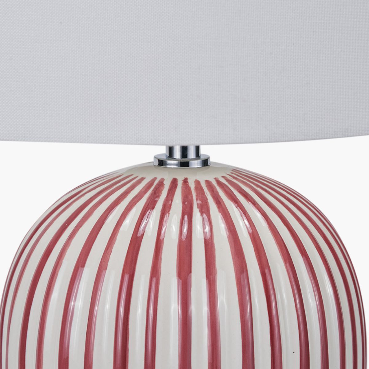 Pacific Lifestyle Cannes Mulberry and White Stripe Ceramic Table Lamp