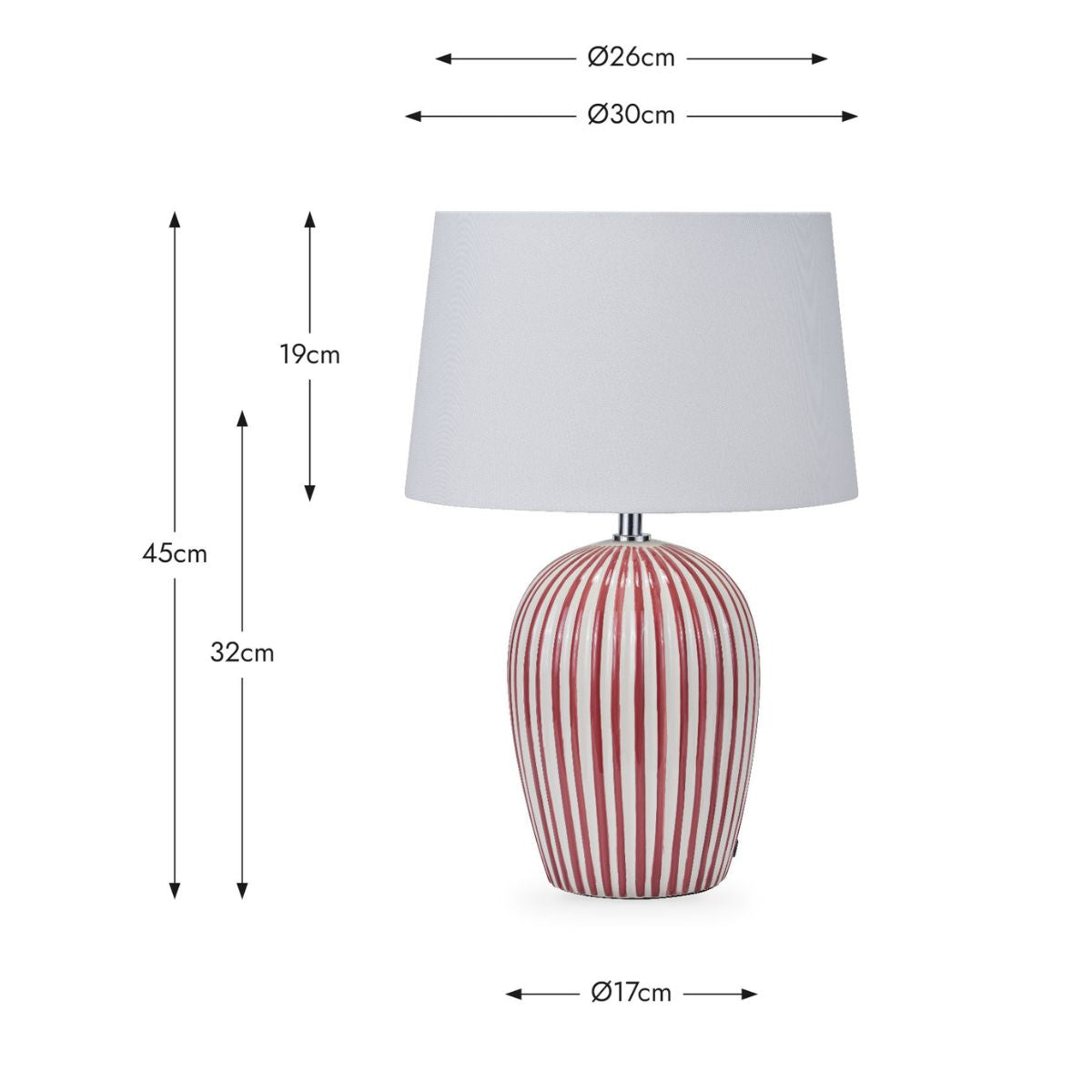 Pacific Lifestyle Cannes Mulberry and White Stripe Ceramic Table Lamp