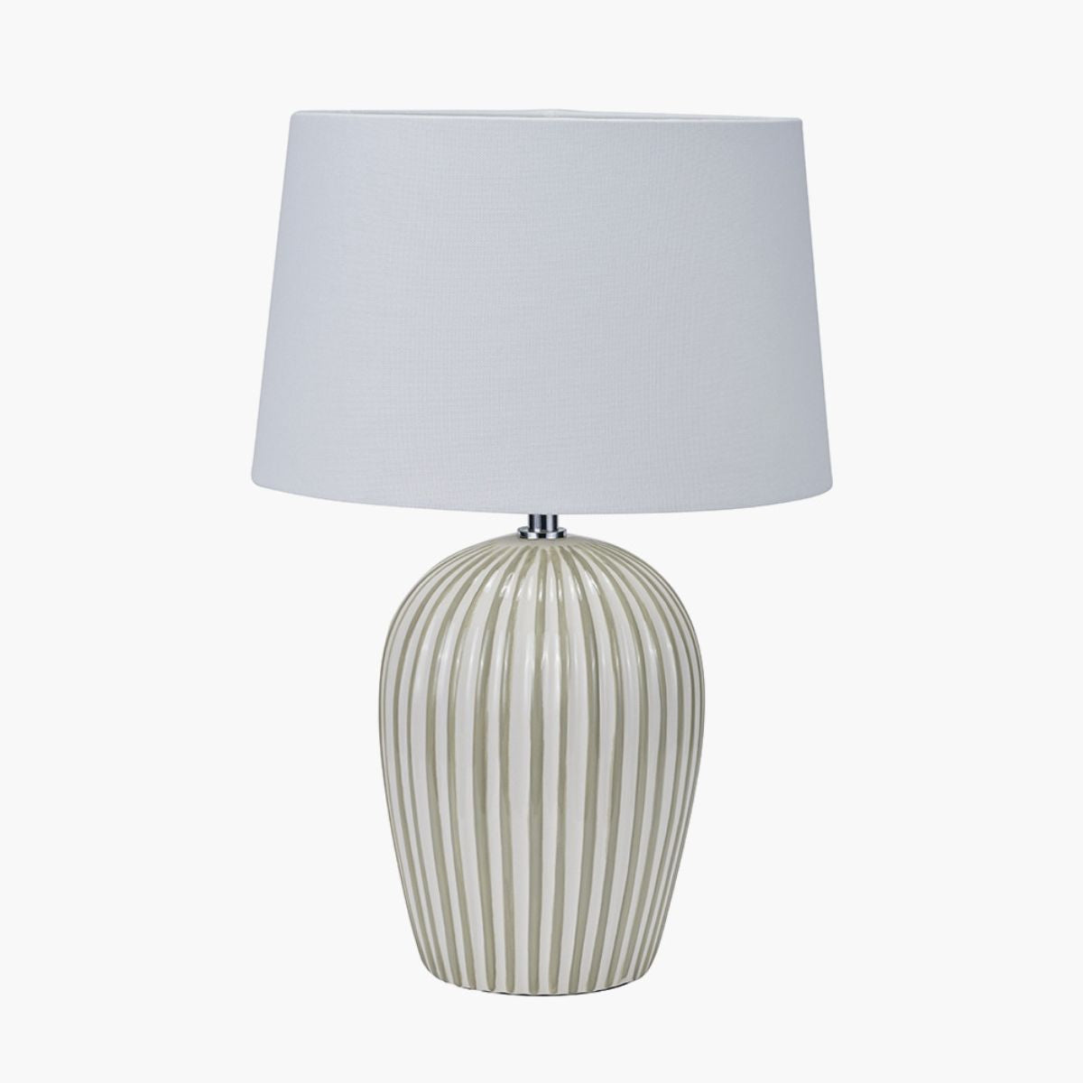 Pacific Lifestyle Cannes Sage and White Stripe Ceramic Table Lamp