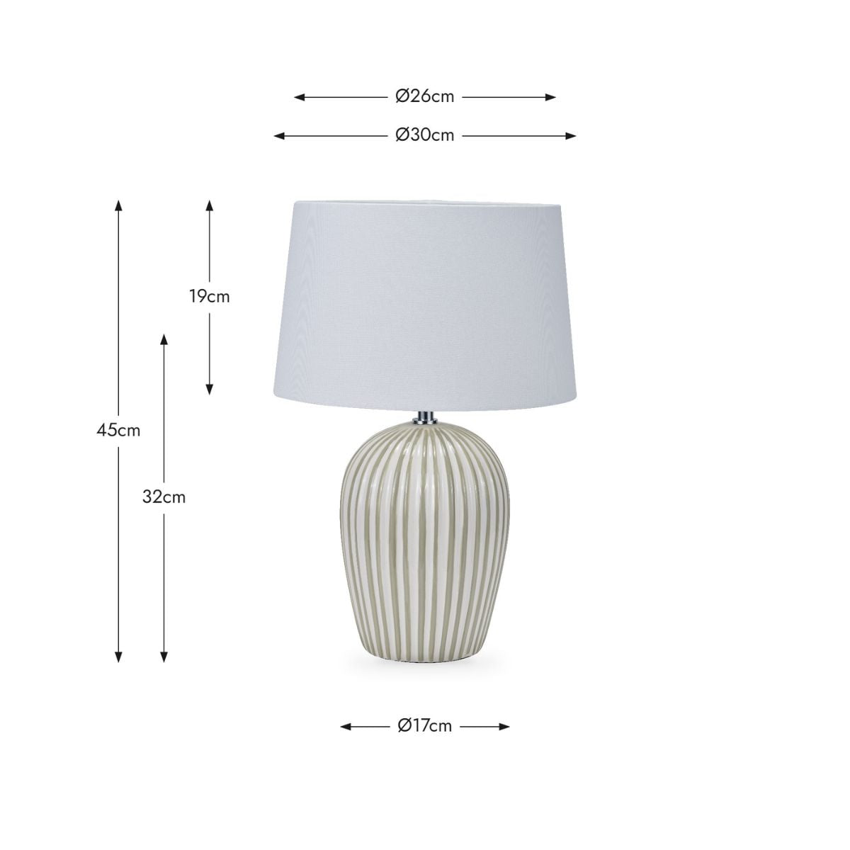 Pacific Lifestyle Cannes Sage and White Stripe Ceramic Table Lamp