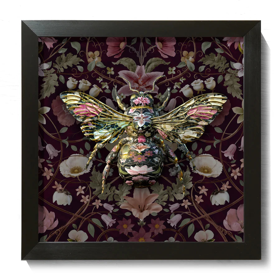 Carmine Lake Bombus In Cranberry Framed Artwork