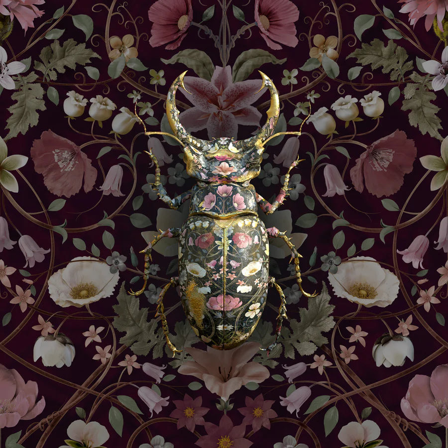 Carmine Lake Lucanidae In Cranberry Framed Artwork 2