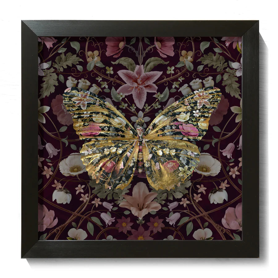 Carmine Lake Papilio In Cranberry Framed Artwork