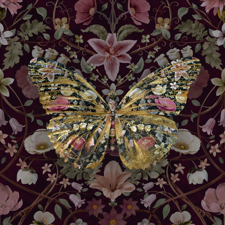 Carmine Lake Papilio In Cranberry Framed Artwork 1