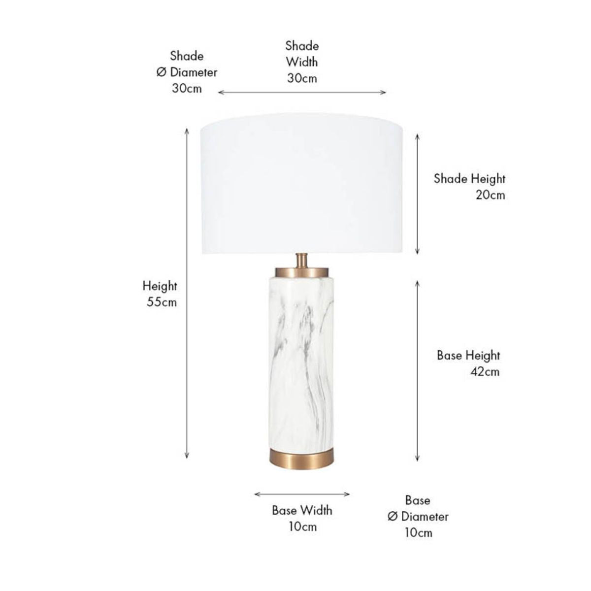 Pacific Lifestyle Carrara Marble Effect Ceramic Tall Table Lamp