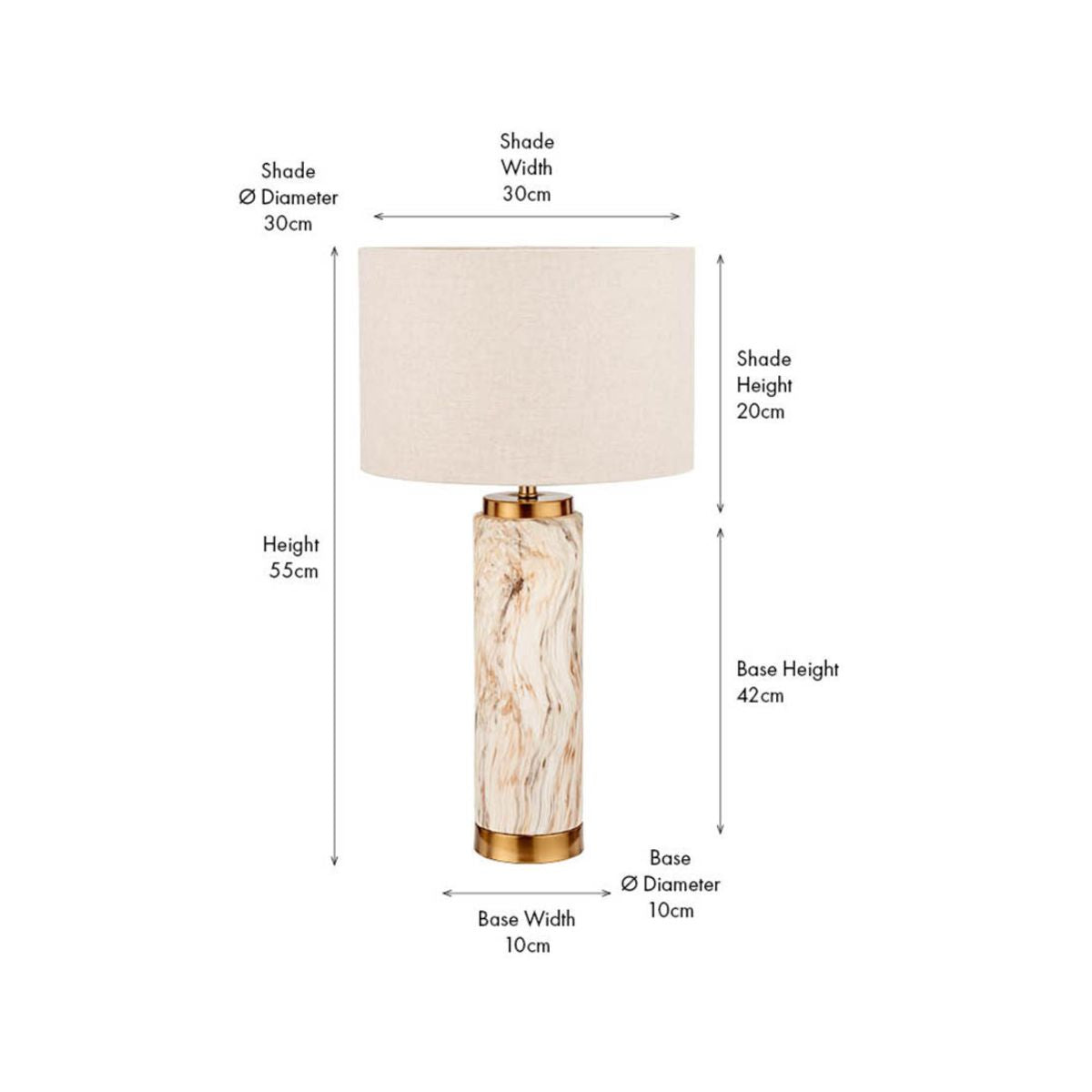 Pacific Lifestyle Carrara Natural Stone Effect Ceramic Tall Table Lamp