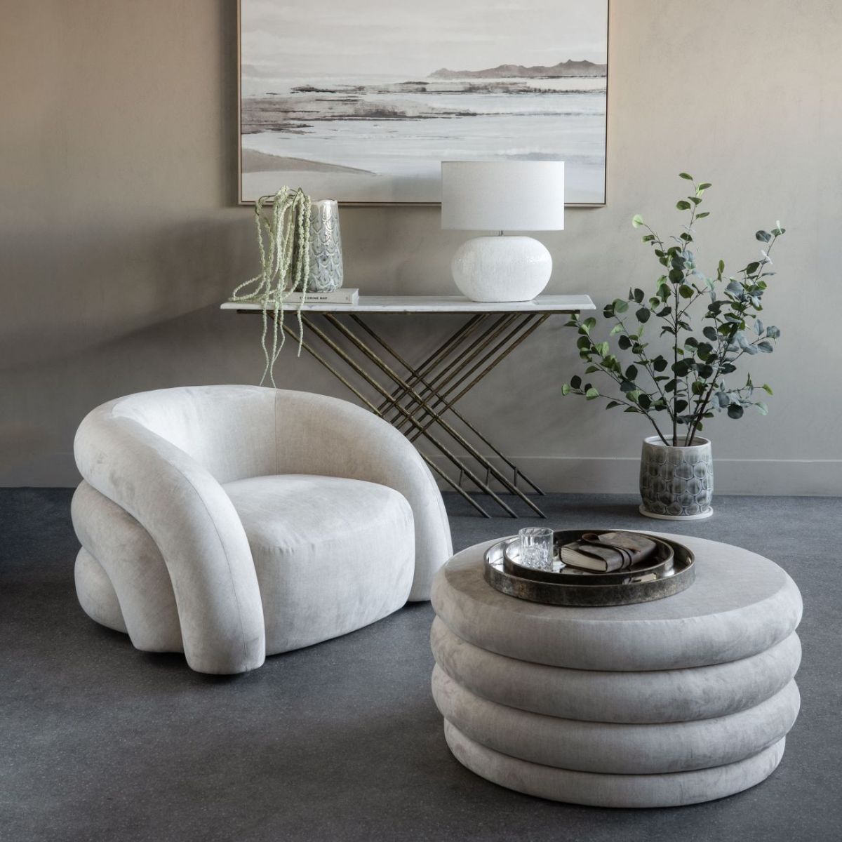 Libra Interiors Casa Storage Ottoman Cream