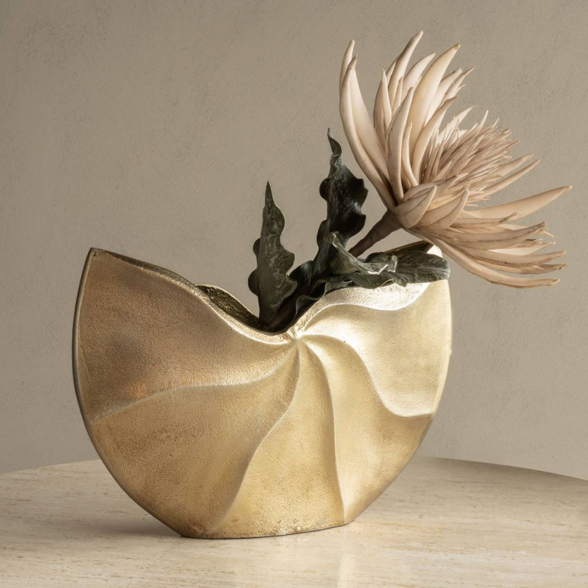 Libra Interiors Cast Aluminium Swirl Texture Vase 37x26cm
